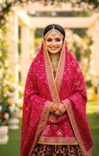 Load image into Gallery viewer, red bandhani dupatta,bandhani dupatta silk,pink bandhani dupatta,georgette banarasi dupatta,heavy bandhani dupatta,blue bandhani dupatta,green bandhani dupatta