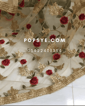 Load image into Gallery viewer, net dupatta,golden,net dupatta,red net dupatta,golden dupatta net,bridal golden net dupatta,bridal net dupatta,bridal net dupatta online,gold net dupatta online,gold netted dupatta,golden color net dupatta,golden colour net dupatta,golden dupatta net ka