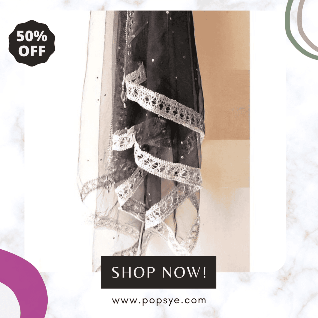 black dupatta, black gota kinari dupatta, silver gota dupatta, festive dupatta, bridal dupatta, nikkah dupatta, party wear dupatta, elegant black dupatta, black net dupatta, silver border dupatta, gota kinari work, wedding dupatta, engagement dupatta, ethnic wear dupatta, desi outfit accessory, traditional black dupatta, heavy dupatta, formal wear dupatta, net dupatta for weddings, designer black dupatta, statement dupatta, shimmering dupatta, silver detailed dupatta, mehndi outfit dupatta, sangeet dupatta