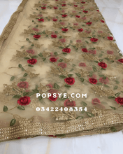 Load image into Gallery viewer, net dupatta,golden,net dupatta,red net dupatta,golden dupatta net,bridal golden net dupatta,bridal net dupatta,bridal net dupatta online,gold net dupatta online,gold netted dupatta,golden color net dupatta,golden colour net dupatta,golden dupatta net ka