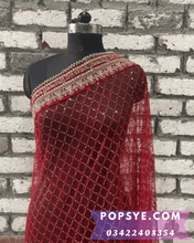 Load image into Gallery viewer, Net dupatta design 2026, latest net dupatta styles, embroidered net dupatta, bridal net dupatta design, fancy net dupatta for weddings, heavy work net dupatta, party wear net dupatta, Pakistani net dupatta trends, Indian net dupatta online, soft net dupatta designs, net dupatta with lace border, designer net dupatta collection, luxury net dupatta styles, net dupatta for lehenga, net dupatta for salwar kameezred net dupatta,affordable net dupatta, net dupatta 