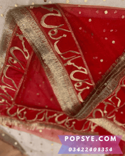 Load image into Gallery viewer, wedding red net dupatta,,red bridal net dupatta online,red color net dupatta,red colour net dupatta,red dupatta net,red net bridal dupatta,red net chunni,red net dupatta for bride,red net dupatta for lehenga,red net dupatta online,Net dupatta design 2026, latest net dupatta styles, embroidered net dupatta, bridal net dupatta design, fancy net dupatta for weddings, heavy work net dupatta, party wear net dupatta, Pakistani net dupatta trends, Indian net dupatta online, soft net dupatta designs, net dupatta