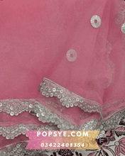 Load image into Gallery viewer, pink net dupatta,peacock blue net dupatta,phulkari pink dupatta,pink chunni with golden border,pink color net dupatta,pink colour net dupatta,pink dupatta net,pink heavy net dupatta,pink net bridal dupatta online,pink net chunni,pink net dupatta bridal,pink net dupatta for lehenga,pink net dupatta online,pink net dupatta with gold border,pink net dupatta with golden border,pink net dupatta with pearls,pink net dupatta with silver border