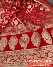 Load image into Gallery viewer, red banarasi dupatta,banarasi dupatta red,banarasi dupatta red colour,,real banarasi dupatta,red banarasi dupatta online,red banarasi silk dupatta,red banarsi dupatta,red colour banarasi dupatta,red dupatta banarasi,red heavy banarasi dupatta,red silk banarasi dupatta,Pure Banarasi Silk Dupatta, Handloom Katan Silk, Gold Zari Weaving, Traditional Ethnic Wear, Red Bridal Dupatta, Festive Silk Wrap, Indian Wedding Fashion 2026, Intricate Buti Design, Paisley Border Motif, Handwoven Heritage, Luxury Silk Stole
