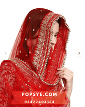 Load image into Gallery viewer, red color net dupatta,red colour net dupatta,red dupatta net,red net bridal dupatta,red net chunni,red net dupatta for bride,red net dupatta for lehenga,red net dupatta online,red net dupatta with golden border,Net dupatta design 2026, latest net dupatta styles, embroidered net dupatta, bridal net dupatta design, fancy net dupatta for weddings, heavy work net dupatta, party wear net dupatta, Pakistani net dupatta trends, Indian net dupatta online, soft net dupatta designs, net dupatta with lace border, 
