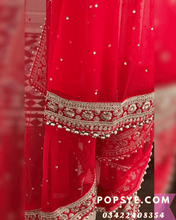 Load image into Gallery viewer, red net dupatta, Net dupatta design 2026, latest net dupatta styles, embroidered net dupatta, bridal net dupatta design, fancy net dupatta for weddings, heavy work net dupatta, party wear net dupatta, Pakistani net dupatta trends, Indian net dupatta online, soft net dupatta designs, net dupatta with lace border, designer net dupatta collection, luxury net dupatta styles, net dupatta for lehenga, net dupatta for salwar kameez, organza vs net dupatta, affordable net dupatta online, hand embroidered net dupata