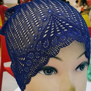 Blue lace Women hijab cap under scarf cap stylish hijab caps inner cap for hijab scarf cap Buy Online - popsye.com
