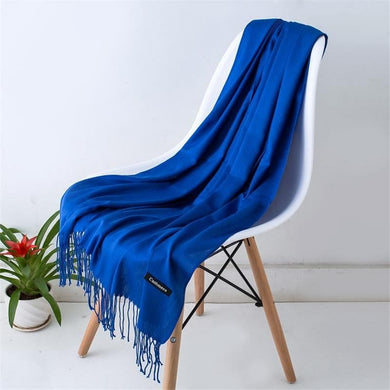 Women Blue Plain Soft Cotton Large size Scarf, Scarves, Stole - popsye.com