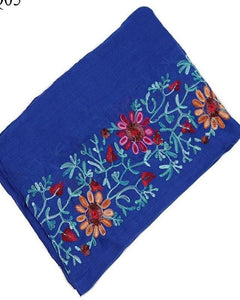 Blue floral embroidered scarf for women Large size Stoles Scarves Shawls Online - popsye.com