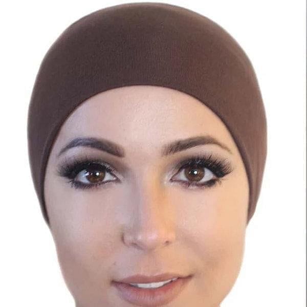 Brown hijab cap under scarf cap stylish hijab caps inner cap for hijab scarf cap for women - popsye.com