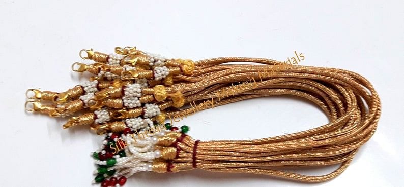Adjustable Handmade Necklace Thread,Indian Necklace Jewelry Cord| Zari Dori, Set of 12 pieces !Jewelry Supplies! - popsye.com