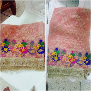 heavy embroidered net dupatta designer dupatta embroidery - popsye.com