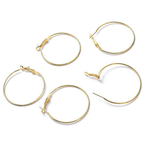 Gold Silver Plated Earring Hoops Round Big Circle Hoop Earrings DIY Fashion Women Jewelry Making Accessories Supplies - popsye.com