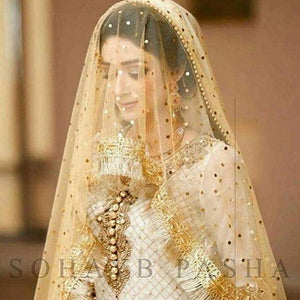 Beige Skin Golden Net Dupatta Gold Dots Party Wear Mehndi Wedding Wrap Pakistani Dupatta  Indian Dupatta Gotta Dupatta - popsye.com