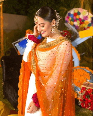 orange Net Dupatta Gold Dots Party Wear Mehndi Wedding Wrap Pakistani Dupatta  Indian Dupatta Gotta Dupatta - popsye.com