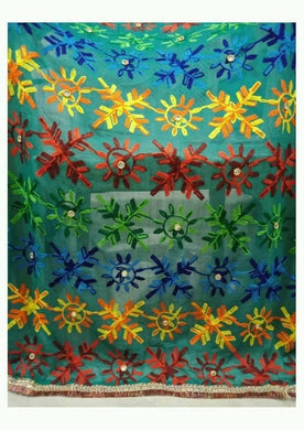 blue phulkari dupatta with plain suits 2.5 meter for women Buy Online - popsye.com