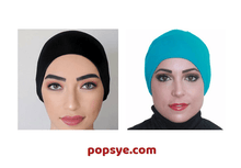 Load image into Gallery viewer, pack of 2 head cap for hijab,hijab underscarf online shop,inner hijab,hijab caps and pins,hijab hat,hijab caps online shopping,underscarf cap,hijab bonnet caps,ninja underscarf,ninja hijab ca