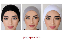 Load image into Gallery viewer, pack of 3 ninja cap hijab online,hijab cap with bun,fancy hijab caps,hijab bonnet,hijab inner caps online,scarf with cap - popsye.com