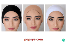 Load image into Gallery viewer, pack of 3 ninja cap hijab online,hijab cap with bun,fancy hijab caps,hijab bonnet,hijab inner caps online,scarf with cap - popsye.com