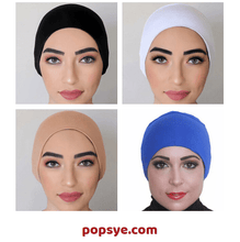 Load image into Gallery viewer, pack of 4 ninja cap hijab online,hijab cap with bun,fancy hijab caps,hijab bonnet,hijab inner caps online,scarf with cap - popsye.com