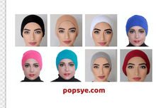 Load image into Gallery viewer, pack of 8 hijab hats online,lace hijab cap,hijab swim cap,head scarf cap,hijab and hat,ninja hijab underscarf,inner cap of hijab - popsye.com