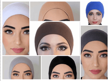 Load image into Gallery viewer, pack of 7 black hijab cap,under hijab bonnet,hijab and cap,silk hijab cap,hijab cap price,hijab volumizer cap - popsye.com