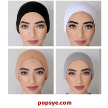 Load image into Gallery viewer, pack of 4 ninja cap hijab online,hijab cap with bun,fancy hijab caps,hijab bonnet,hijab inner caps online,scarf with cap - popsye.com
