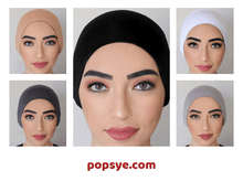 Load image into Gallery viewer, pack of 5 hijab with inner cap,scarf inner cap,hijab net caps,criss cross hijab cap,underscarf bonnet,cap on hijab - popsye.com